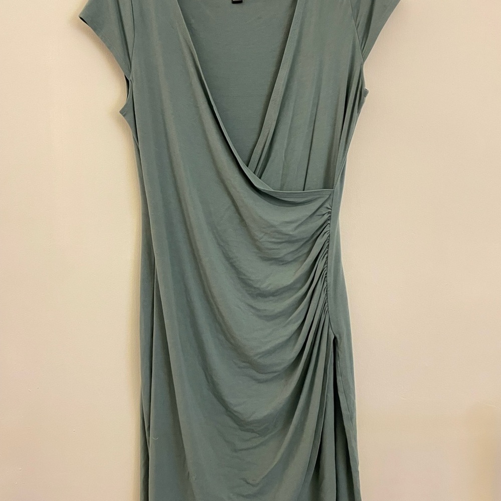 Elegant Sage Green Draped Dress